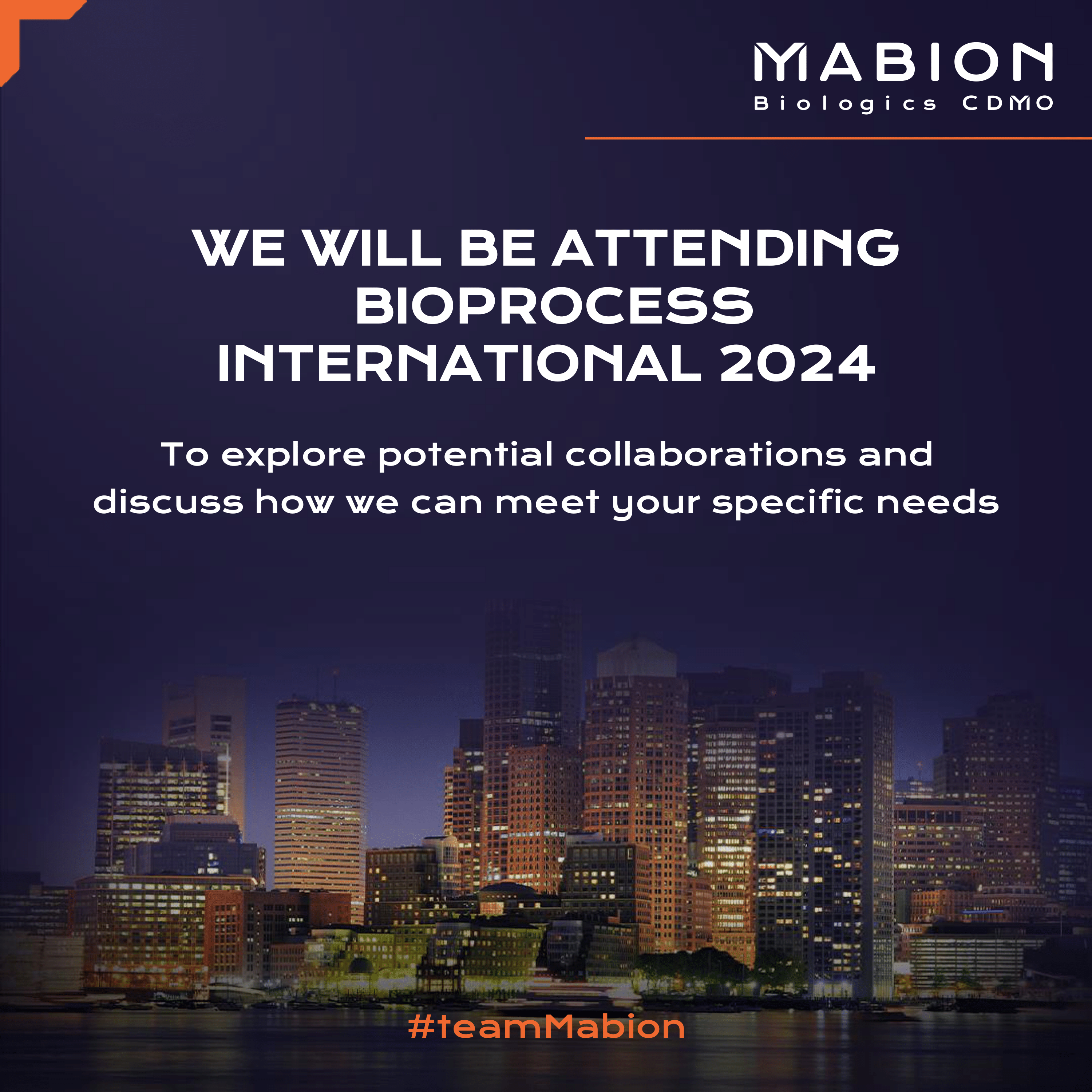 Meet Mabion at BioProcess International 2024 and explore potential collaborations. Discuss at Boston how we can support your business needs.