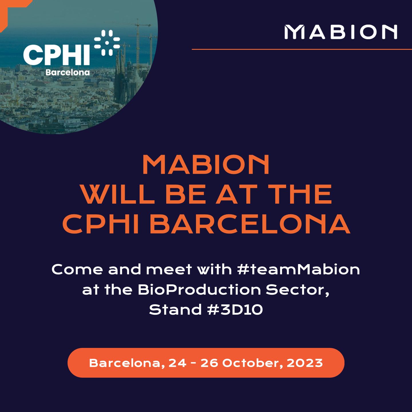 Mabion will be at the CPHI in Barcelona. Come and meet with us at the BioProduction Sector.